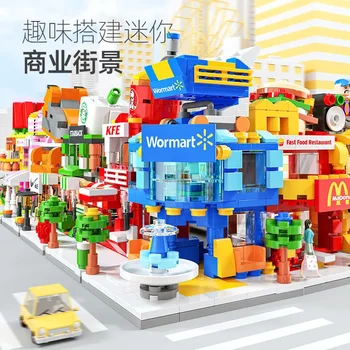 Ház építőelemek Mini városi áruház Utcakép Snack Street Gyerekjátékok Fiúk és lányok Lego kompatibilis ajándékok