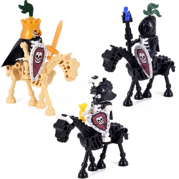 MOC Középkori csontváz Kentaurok Lovagok mini akciófigurák Építőkockák Római ló katona kockák Játék gyerekeknek XMAS ajándék