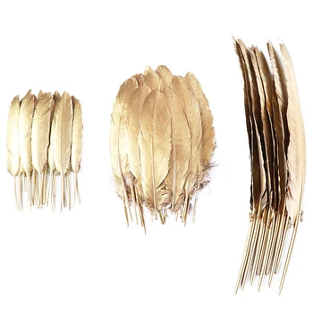 10-30 CM Arany pulyka tollak kézműves ékszerekhez Kézzel készített dekorációs kiegészítők Természetes libatoll 10 db nagykereskedelem