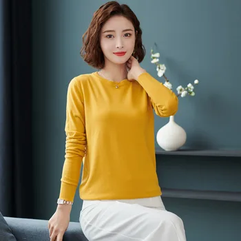 100% tiszta gyapjú kasmír pulóver női O-nyakú pulóver alkalmi kötött felső őszi és téli női kabát Koreai divat