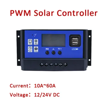 10A PWM napelemes vezérlő 12 24V DC off hálózati akkumulátortöltő LCD kijelző szabályozó 20A 30A 40A 50A 60A USB port háztartási készülék