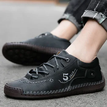 2022 Divatcipők Férfi lapos lábbeli Menő fiatalember utcai cipők márka férfi alkalmi cipők puha fekete kék plus méret 45 KA4262