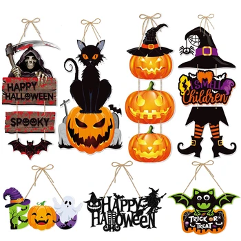 2023 Halloween tök lógó jel Kísérteties boszorkány denevér trükk vagy csemege banner bejárati ajtó dekoráció Halloween party dekorációk otthonra