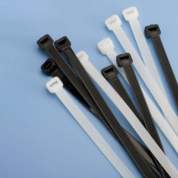 20Darab Önzáró műanyag nylon kábelkötegelő Fekete fehér Kábelkötegelő rögzítőgyűrű 5x300/400/500/650 8x150/200/300/400/450/500