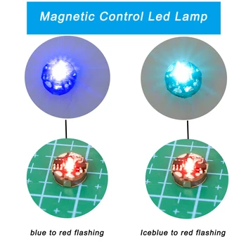 2db mágneses vezérlésű LED lámpa kék / jégkék - piros villogó DIY modell készítés játékok robotok autó modellezés dioráma számára