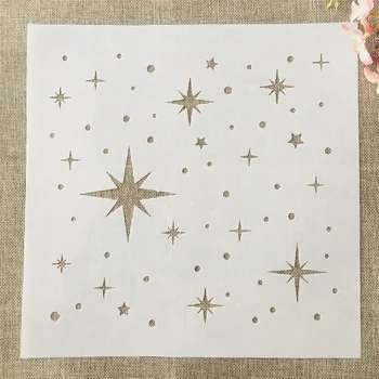 30*30cm Csillagok Textúra DIY rétegező sablonok Falfestés Scrapbook Színezés Dombornyomás Album dekoratív sablon
