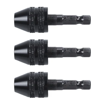 3X kulcs nélküli fúrótokmány csavarhúzó ütőcsavarozó adapter 1/4 hüvelykes szárfúró fekete 0,3-3,6 mm promóció