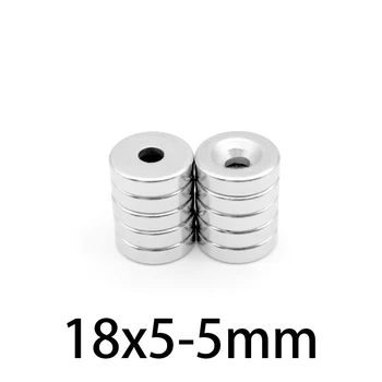 5-50PCS 18x5-5mm Lemez ritkaföldfém neodímium mágnesek 18 * 5 mm lyuk 5mm süllyesztett erős mágneses 18 * 5-5mm kerek mágnes 18 * 5-5