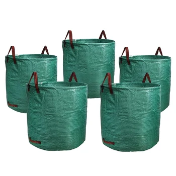 5Pack 72 gallon kerti hulladékzsák fogantyúval, gyepmedence nagy teherbírású hulladékzsák levél betöltéséhez, udvari hulladék (H30in x D26in) tartós
