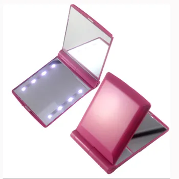 8 LED hiúsági tükör összecsukható világító sminktükör kétoldalas kozmetikai kézi összecsukható Mini hordozható kompakt tükör smink eszköz