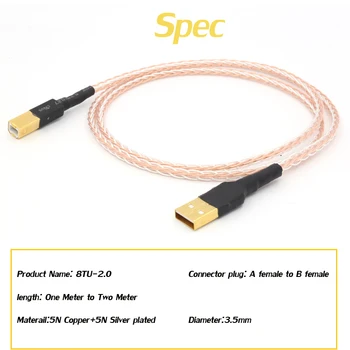 8xTwist 5N OCC tiszta réz + ezüstözött fonott HIFI USB kábel DAC A-B OCC ezüstözött digitális AB Audio A - B audio kábel