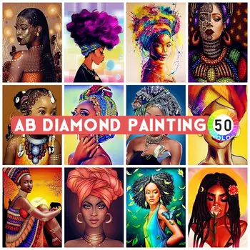 AB Drills Gyémánt hímzés Afrika Nő 5D Új érkezés Gyémánt Festés Portré Mozaik Strassz Kép DIY Kézzel készített hobbi