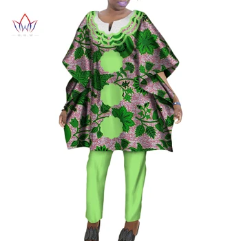 afrikai ruhák nőknek 2 részes ruhák készletek alkalmi Dashiki felsők és hosszú nadrágok plusz méret afrikai mintás nadrág szett WY387