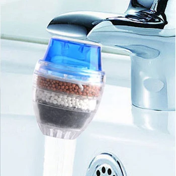 Aktívszén csaptelep szűrő csaptelep fúvóka vízszűrő konyhai csap 5 rétegű szűrőtisztító otthoni használatra (kék)
