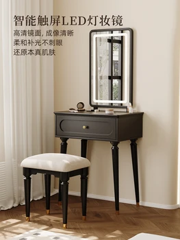 Amerikai retro tömörfa fésülködőasztal hálószoba kis apartman fekete flip sminkasztal kínai ősi stílus haladó