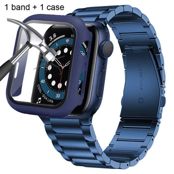 Apple Watch 6 Band + Case 44mm 40mm Series 5 4 SE szíj + edzett üveg képernyővédő fólia tok iWatch 3-hoz 42mm 38mm Correa