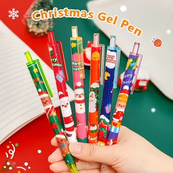 Aranyos Mikulás karácsonyi gél tollak 0,5 mm-es fekete tinta visszahúzható írótoll aláírási tollak iskolai irodaszerek gyerekeknek
