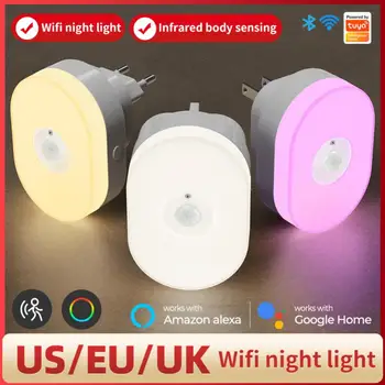 AUBESS Tuya WIFI PIR mozgásérzékelő éjszakai fénnyel Okos otthon Smartlife hangos távirányító Dolgozzon Alexával Google Home