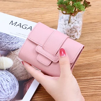 Az egyszínű húzás új verziója háromszoros női pénztárcával Női érme pénztárca tartó táska diák rövid pénztárca pénztárca klip