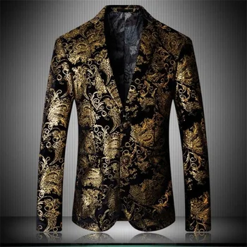 Brand 2023 New Tide férfi divat Print Blazer Design Plus méretű csípő Hot Casual férfi slim fit öltöny kabát énekes jelmez