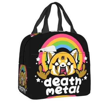 Death Metal Aggretsuko Agresszív Retsuko hőszigetelt uzsonnás táska Japán Anime Manga hordozható uzsonnás táskát tároló ételdoboz