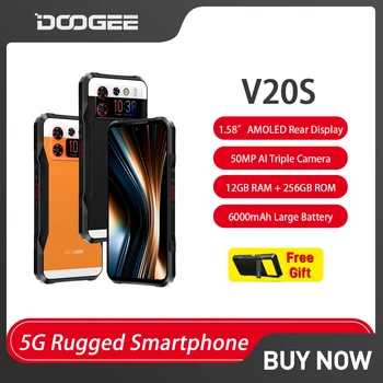 DOOGEE V20S 5G robusztus telefon 12GB + 256GB Octa Core 6.43 hüvelykes 2K FHD+ AMOLED képernyő 50MP AI hármas kamera okostelefon Android 13 NFC