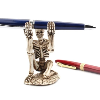 Dropship stílusos csontváz alakú tolltartó Egyedi punk gótikus íróasztali dekorációk Kiváló ajándék diákoknak Fiúk Férfiak