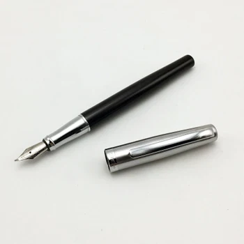 Duke 209 hajlított hegyű kalligráfia fekete és ezüst fém töltőtoll klasszikus írótinta toll