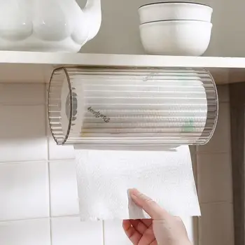 Falra szerelhető fürdőszobai zsebkendő doboz Átlátszó konyhai papír tároló tok Lyukasztás nélküli WC-szalvétatartó Szervező tok