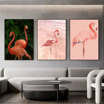 Fantázia: Gyönyörű flamingók, POSTER nyomatok Falfestés hálószoba Nappali Fali bár Étterem matrica Nagy