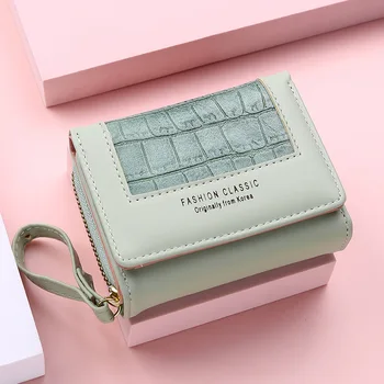 Fashion Square kockás női rövid pénztárca Nagy kapacitású többkártyás cipzáras táskák nőknek 2022 Divatos textúra 3-szoros érme pénztárca