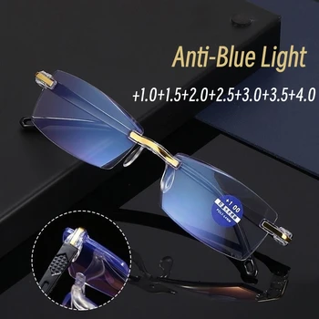 Férfi divat üzleti olvasószemüveg Nagy felbontású anti kék presbiópiás szemüveg Ultrakönnyű hordozható szemüveg +1,0 ... +4,0