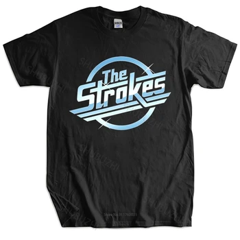Férfi pamut póló nyári felsők The Strokes póló férfi indie rock zenekar póló Nagyobb méret Homme fekete póló Drop szállítás
