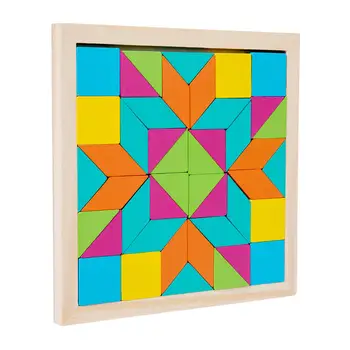 Geometriai alakzatok Blokkok, mintablokkok gyerekeknek Tangram oktatójátékok, Road Trip játékok, fa mintás blokkok gyerekeknek