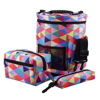 Horgolt szervező táska kockás mintás fonaltároló táskák készlet Hordozható utazó kötőtáska rendszerező fonal és horgolt kellékekhez