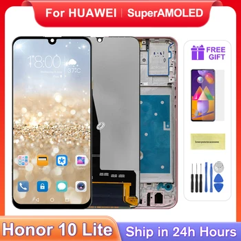 HUAWEI 6.21''Honor 10 Lite esetén Az eredeti Honor 10i HRY-LX1 LX2 LCD kijelzős érintőképernyős digitalizáló szerelvény cseréje