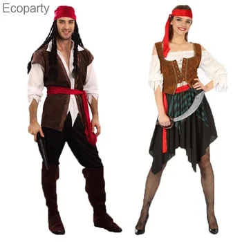 Kapitány Kalózok Karib-térség Jack Veréb Kalóz fantázia Felnőtt cosplay Díszes ruha Karnevál Halloween Cosplay jelmez Nők32