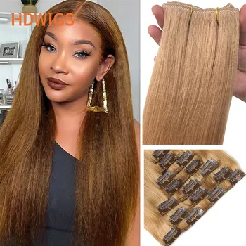 Klip az emberi hajhosszabbításban Kinky Yaki Straight 7db Clips in Hair Extension Human Hair Natural hajszálhosszabbítás fúzióval