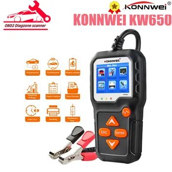 KONNWEI KW650 autó akkumulátor tesztelő 12V motorkerékpár akkumulátor tesztelő 6V akkumulátor rendszer analizátor 2000CCA töltési forgattyús teszteszköz