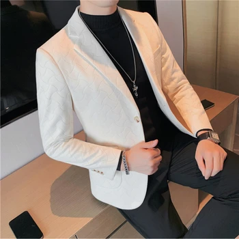 Koreai stílusú férfi Tavasz Kiváló minőségű üzleti öltöny Férfi Slim Fit Alkalmi Vőlegény esküvője / bankettje Tuxedo férfi ruha Blézer dzseki
