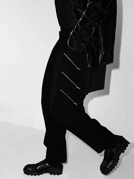 MAMELICCE Oldalsó cipzáras zsebek nadrág yohji nadrág yohji stílusú Uniszex széles szárú nadrág Owens nadrág sötét stílusú nadrág férfi ruházathoz
