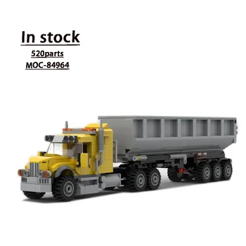 MOC-84964 Kisvárosi szállító teherautó és billenős pótkocsi Toldás és összeszerelés Építőelem modell MOC kreatív játék ajándék