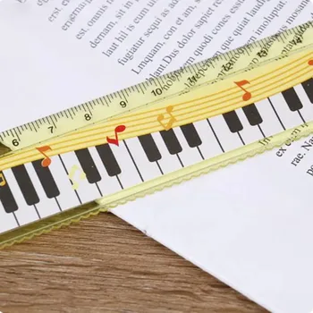 Műanyag rajzfilm zongora hangjegy vonalzó praktikus kopásálló átlátszó skála mérő vonalzó 30CM hullámvonalzó