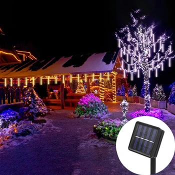 Napelemes kültéri LED meteorzuhany lámpák Tündér húrfény vízálló karácsonyi partihoz Kerti ünnepi ramadán dekorációk 2024