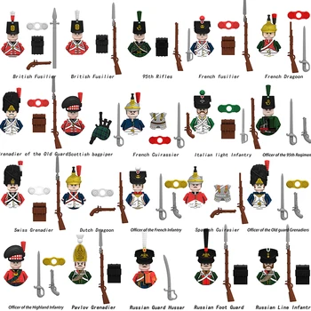 Napóleoni háborúk katonák figura építőelemek Brit orosz francia Olaszország Haditengerészet Légierő Rendőrség Fegyver Kockák Gyerekjátékok