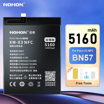 NOHON BN57 akkumulátor Xiaomi Poco X3 Pro NFC X4 GT F4 F3 F2 M5 M4 M3 C40 Bateria Redmi Note 11 10 9 K50 K40 Gaming K30 készülékhez