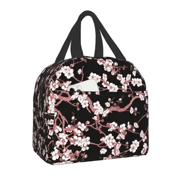 Sakura fa cseresznyevirág szigetelt uzsonnás táska Átvihető virágok Virágos hőhűtő Uzsonnás doboz nőknek Irodai piknik utazás