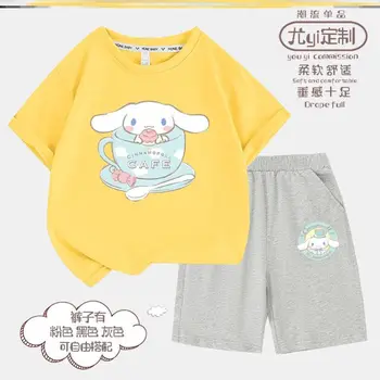 Sanrio Jade kutyaruhák Gyermek divatruha Gyermek alkalmi rövid ujjú póló rövidnadrág Nyári népszerű öltöny