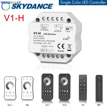 Skydance V1-H 12V 48V 24V 36V DC LED Dimmer fokozatmentes fényerő-szabályozó RF vezérlő Push-Dim fali doboz rögzítése egyszínű csíkhoz