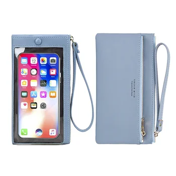 stílusos új női táska Egyszerű kicsi friss dupla egyszínű Minden lehet érintőképernyős mobiltelefon pénztárca
